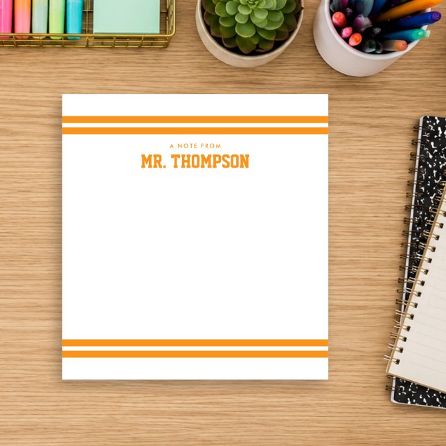 Bloco De Notas Professor Escola Listrada Laranja (Criador carregado)