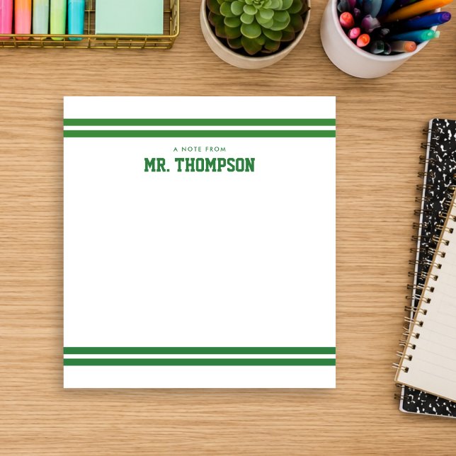 Bloco De Notas Professor Escola Listrada Verde (Criador carregado)