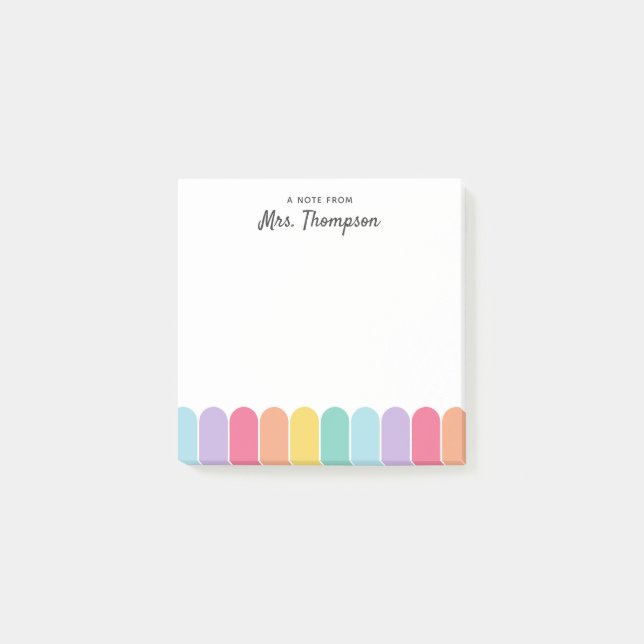 Bloco De Notas Professor Personalizado Arco-íris Pastel Fofo (Frente)