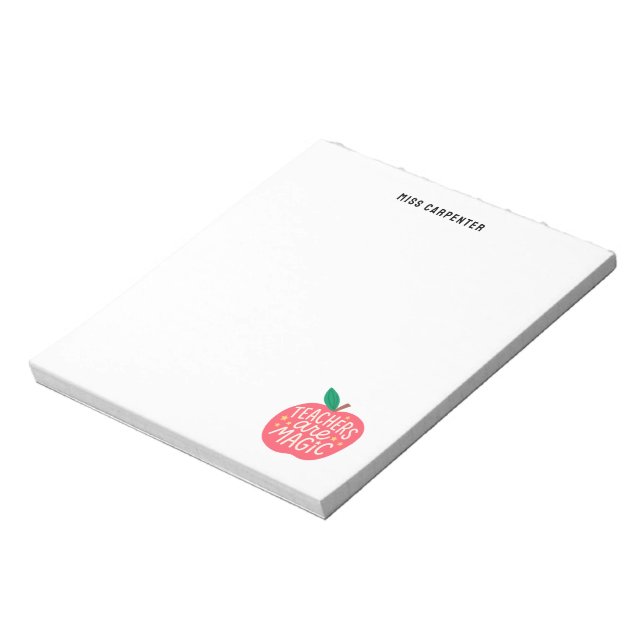 Bloco De Notas Professor Personalizado Chic Cute Apple Dizer (Invertido)