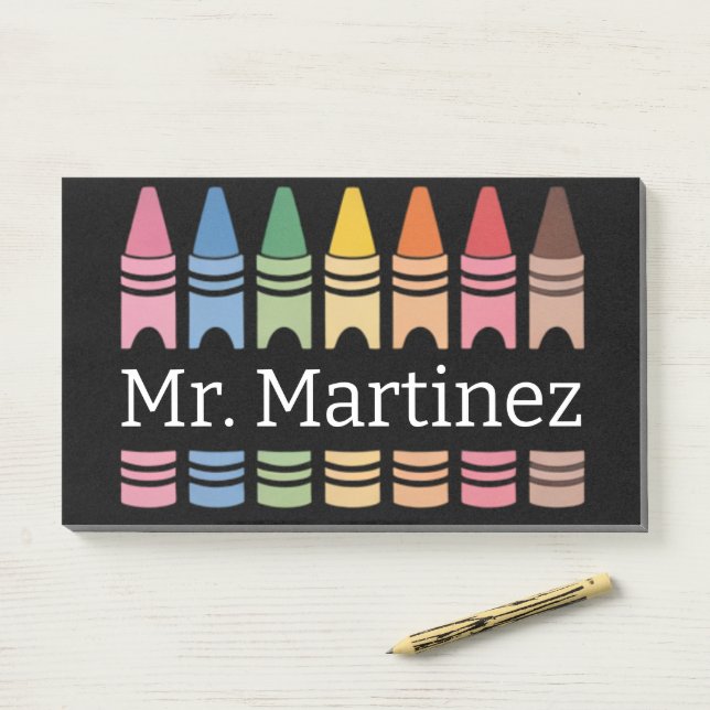 Bloco De Notas Professor personalizado Crayon Nome Cute Back Scho (Na mesa)