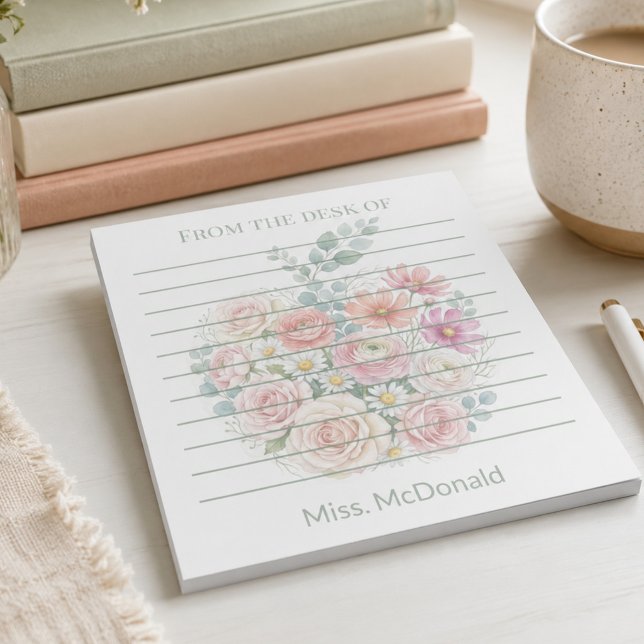 Bloco De Notas Professor Personalizado Da Mesa De Floral Apple (Criador carregado)