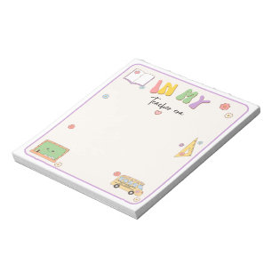 Bloco De Notas Professor Retro Fofo