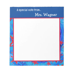Bloco De Notas Professor Stars Red White Blue School