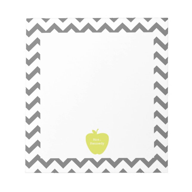 Bloco De Notas Professora da cinza Chevron Neon Apple (Frente)