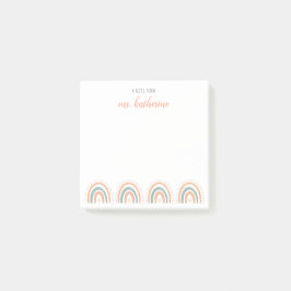 Bloco De Notas Professora moderna e elegante Pastel Boho Rainbow