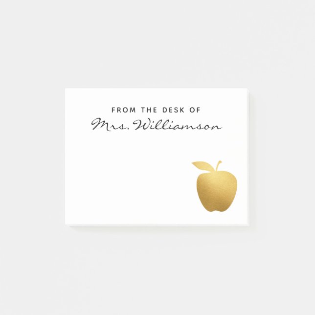 Bloco De Notas Professora Personalizada da Apple do Ouro Classy F (Frente)