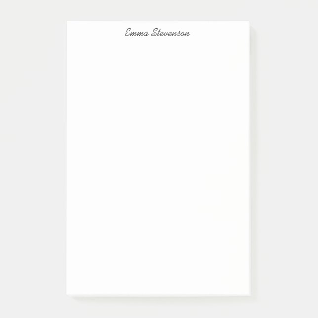 Bloco De Notas Profissional de manuscrito preto e branco elegante (Frente)