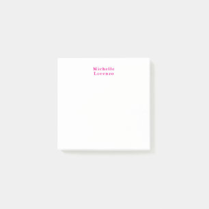 Bloco De Notas Profissional Moderno Simples Plano Nome Rosa & Bra