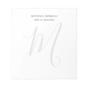 Bloco De Notas Profissional Pleno Modernista Minimalista Monogram