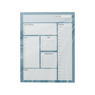 Bloco De Notas Programação do Planejador Diário de Onda Teal