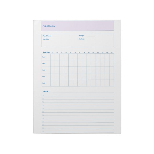 Bloco De Notas Project Planning Template, Printable Planner Sheet (Invertido)