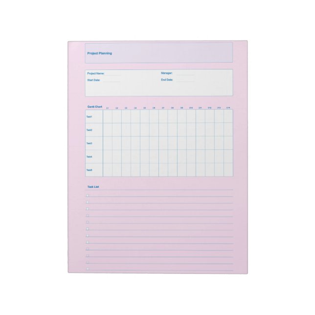 Bloco De Notas Project Planning Template, Printable Planner Sheet (Invertido)