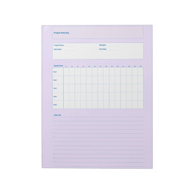Bloco De Notas Project Planning Template, Printable Planner Sheet (Invertido)