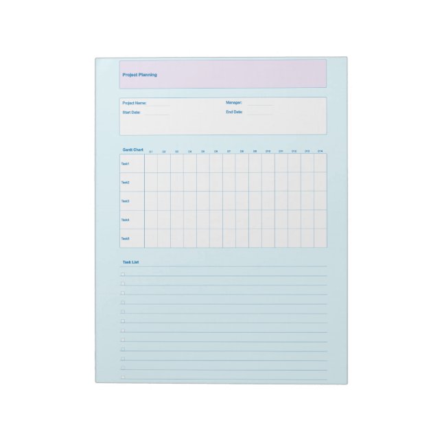 Bloco De Notas Project Planning Template, Printable Planner Sheet (Invertido)