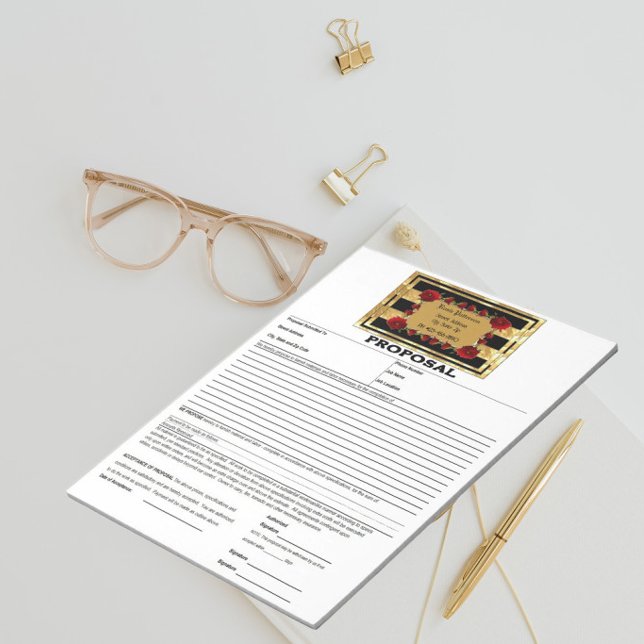 Bloco De Notas Proposta de Rosas de Gemas de Ouro Preto (Criador carregado)