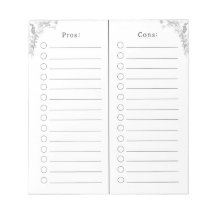Pros And Cons Checklist List Notes