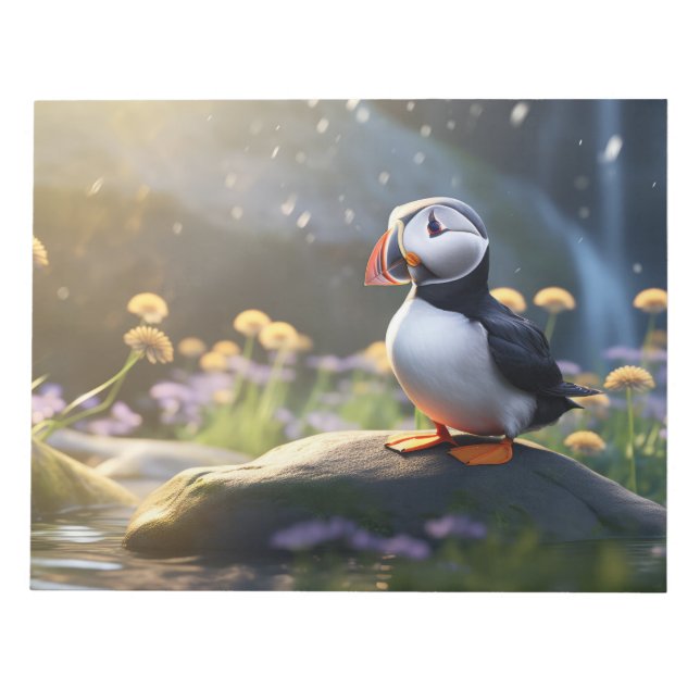 Bloco De Notas Puffin Aves Selvagens Tranquilo Animais Pacíficos (Frente)