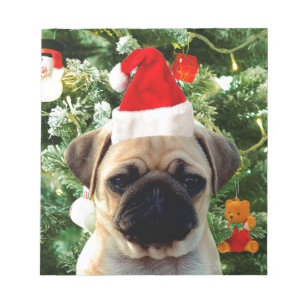 Bloco De Notas Pug Cachorro Cachorro Pomada em Árvore de Natal Sn