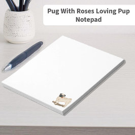 Bloco De Notas Pug Com Rosas Cachorrinho Amoroso