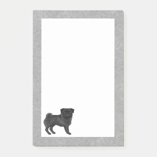 Bloco De Notas Pug de cor de casaco preto Design de raça de cão M