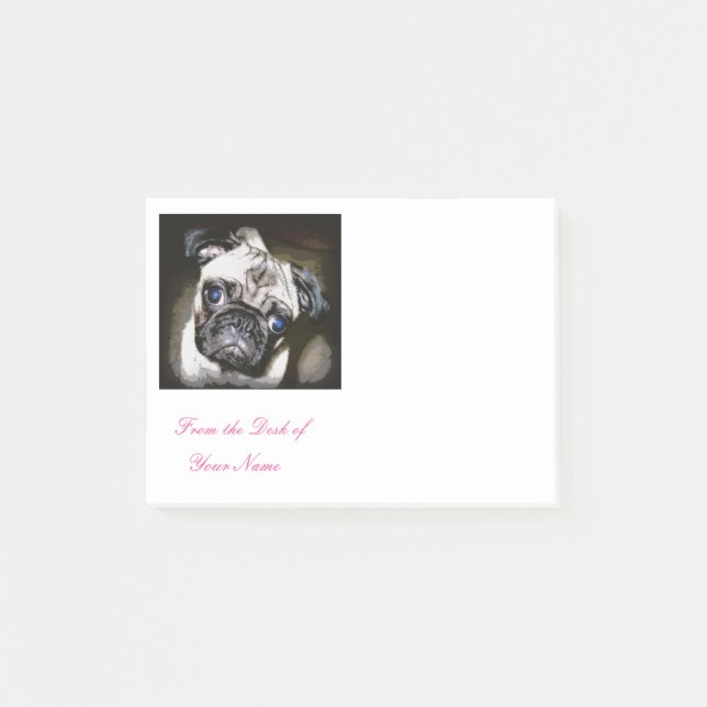 Bloco De Notas pug de olhos azuis fofos (Frente)
