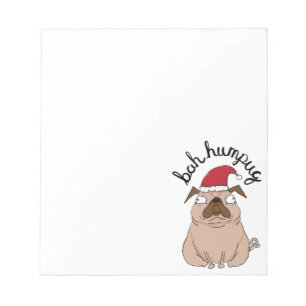 Bloco De Notas Pug do papai noel do Natal de Bah Humpug
