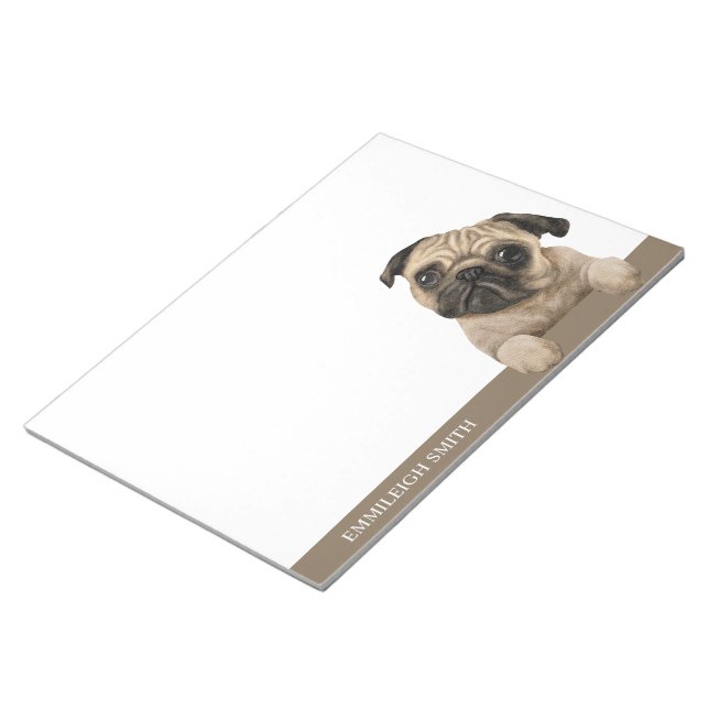 Bloco De Notas Pug Puppy Pet Animal (Inclinado)