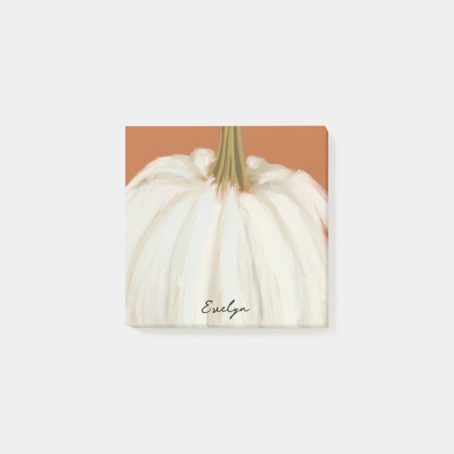 Bloco De Notas Pumpkin Branco Com Nome Personalizado (Frente)