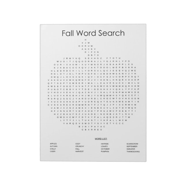 Bloco De Notas Pumpkin Fall Word Search (Invertido)