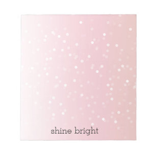 Bloco De Notas Punção de Fruta Rosa Ombre Branco Bokeh Confetes P