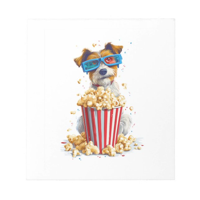Bloco De Notas Pup Pipoca � Cachorro da Noite de Cinema (Frente)