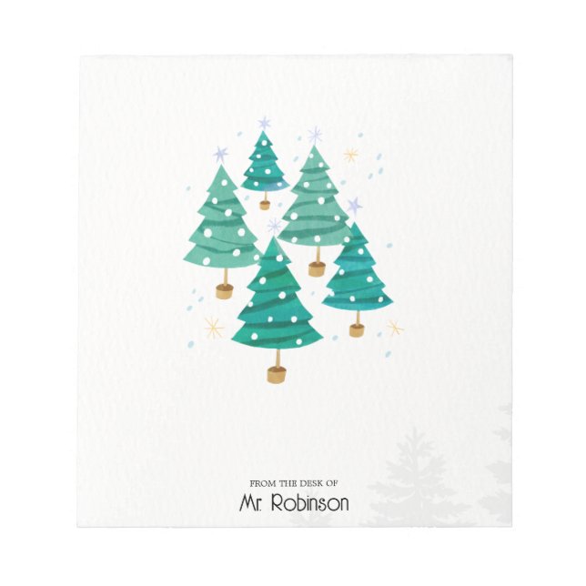 Bloco De Notas Pure Watercolor Christmas Trees Teacher Notepad (Frente)