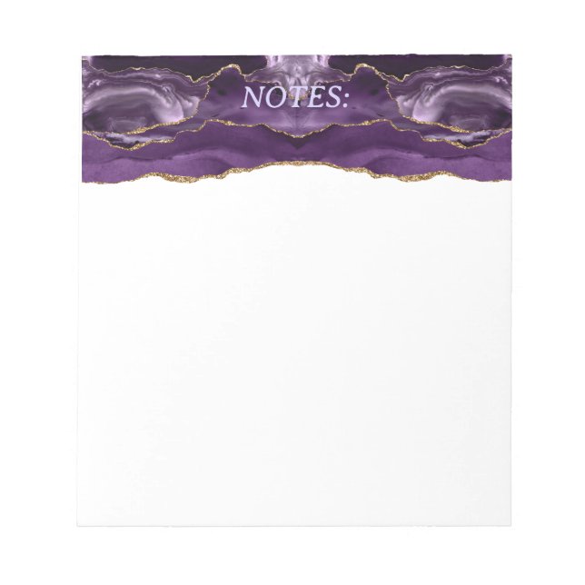 Bloco De Notas Purple & Gold Agate Personalized Note Pad (Frente)