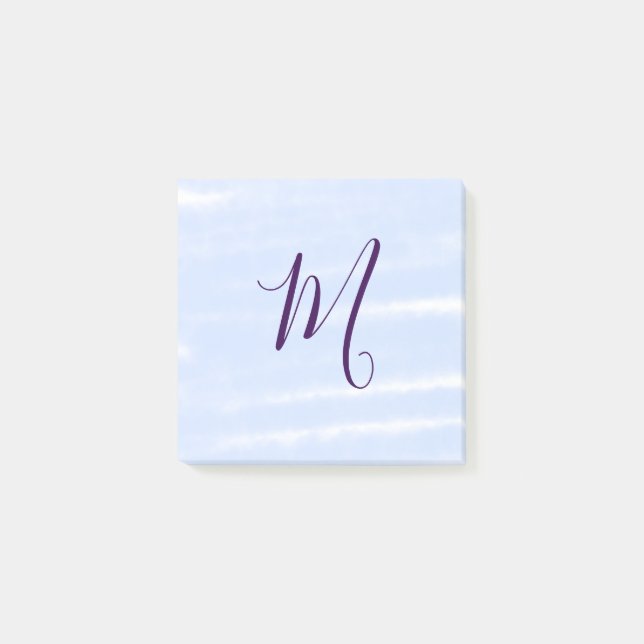 Bloco De Notas Purple pastel watercolor monogram name letterretro (Frente)