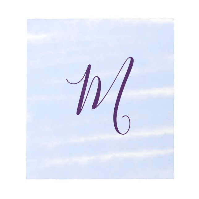 Bloco De Notas Purple pastel watercolor monogram name letterretro (Frente)