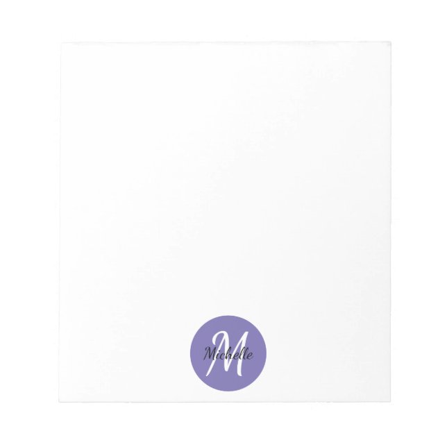 Bloco De Notas Purple Simple Monogram Classic Trendy (Frente)