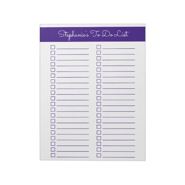 Bloco De Notas Purple Vertical 8.5x11 Two Column Checklist (Invertido)