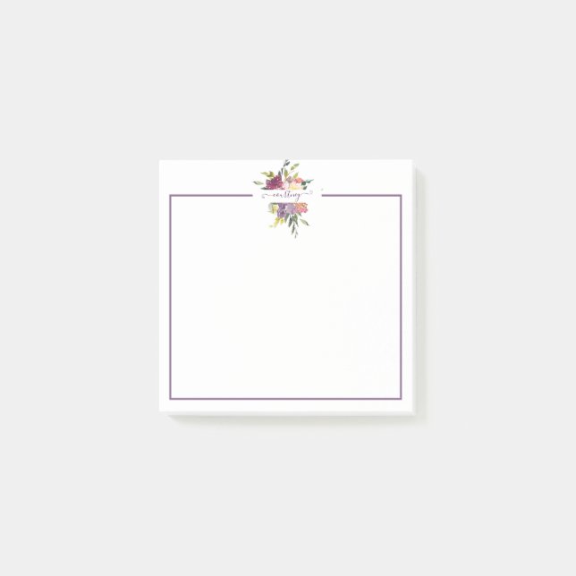 Bloco De Notas Púrpura e vermelhos, cor d'água floralizada person (Frente)