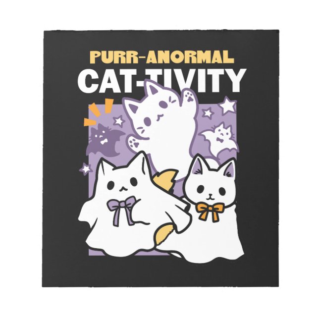 Bloco De Notas Purr-anormal Cat tivity - Halloween Cat Design (Frente)