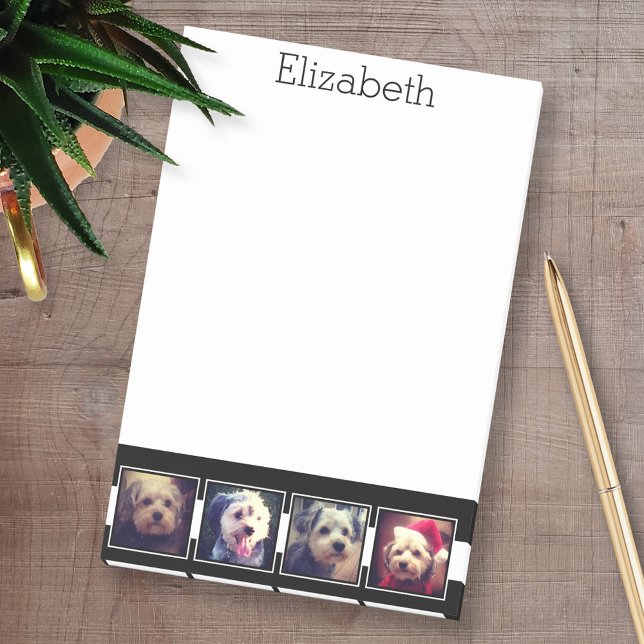 Bloco De Notas Quadrados de Colagem de Fotos Pretos e Brancos Per (Personalized Post-it notes - add your name and other contact information)