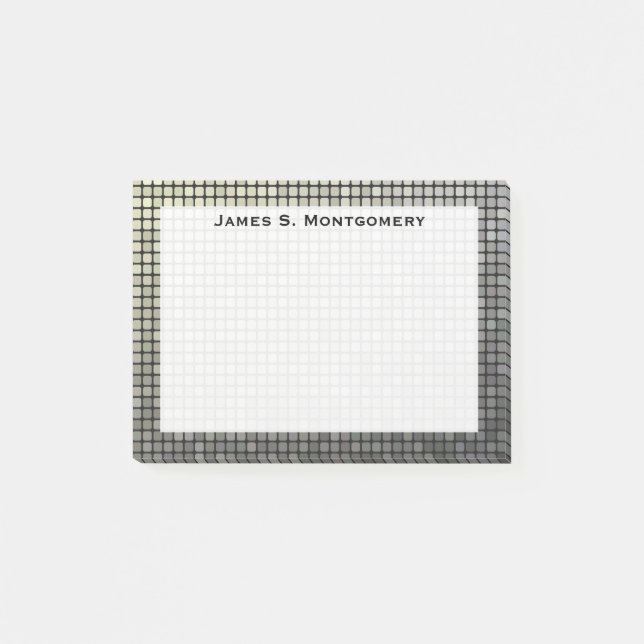 Bloco De Notas Quadrados Metálicos de Grunge Pequeno e Monograma (Frente)