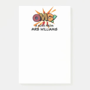 Bloco De Notas Quadrinhos Divertidos com Nome Personalizado OMG