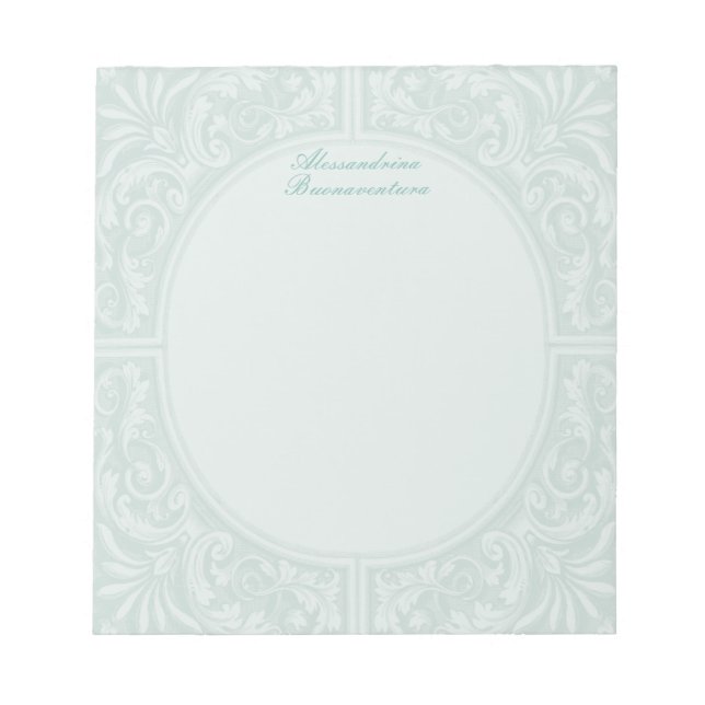 Bloco De Notas Quadro Circular do Alivio Floral da Mint (Frente)