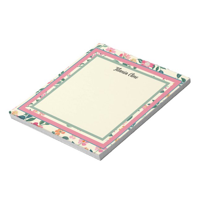 Bloco De Notas Quadro da Flor com Fundo Amarelo-Claro (Invertido)