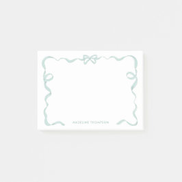 Bloco De Notas Quadro de Fita de Arco Verde Chic Girly Mint