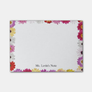 Bloco De Notas Quadro de Flor de Margarida Feminina Colorida com