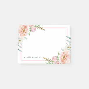 Bloco De Notas Quadro de Flores bonito Adicione seu nome
