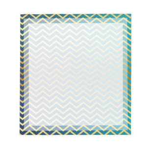 Bloco De Notas Quadro de Fotografia da Placa Teal Dourada Chevron