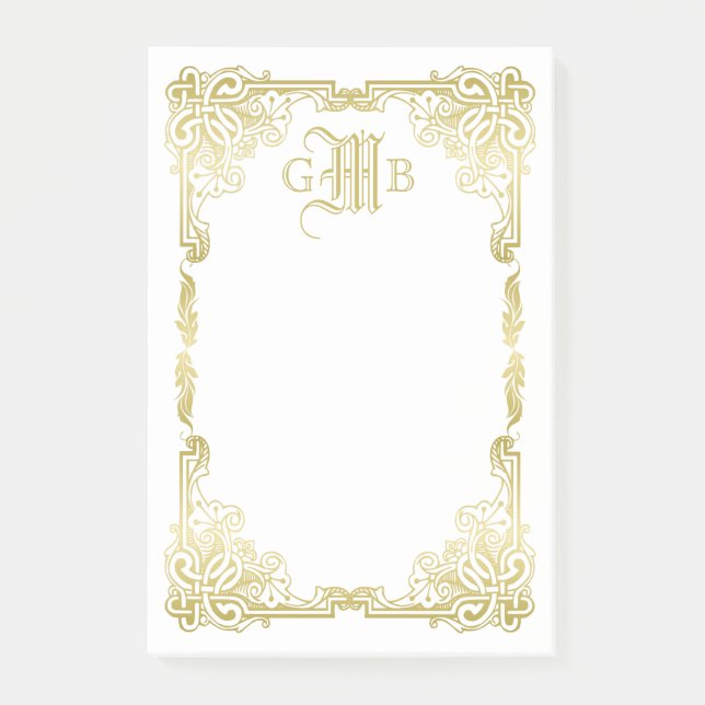 Bloco De Notas Quadro de Ouro Clássico de Casamento Tradicional (Frente)